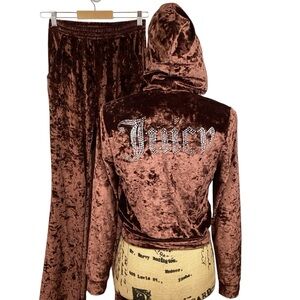 Juicy Velour Workout Jogging Outfit Copper Rhinestone Copper Y2K